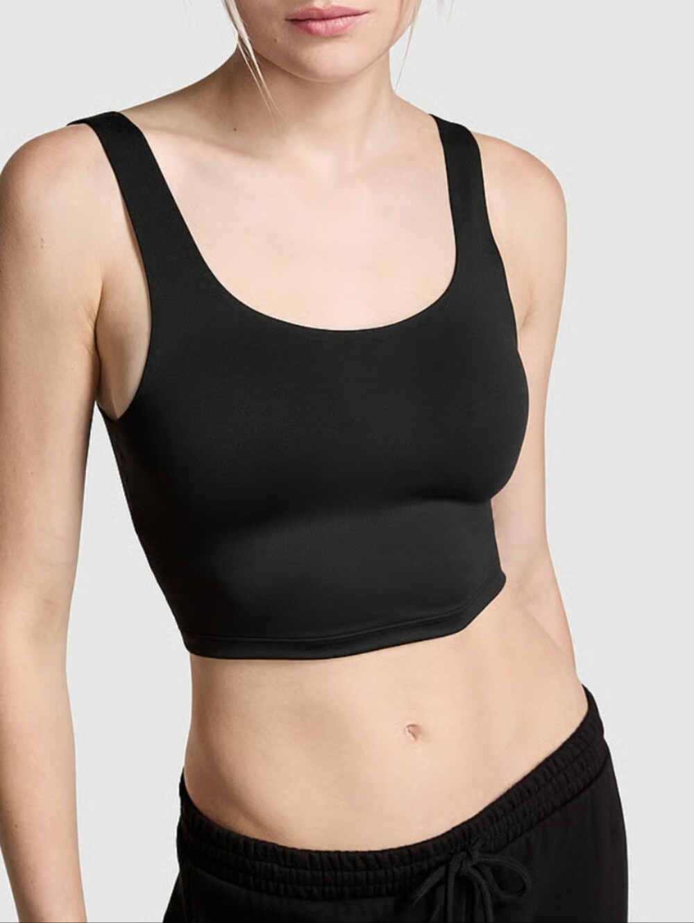 Victoria's Secret Pink Longline Black Seamless Support Sports Bra Soft Sz XL